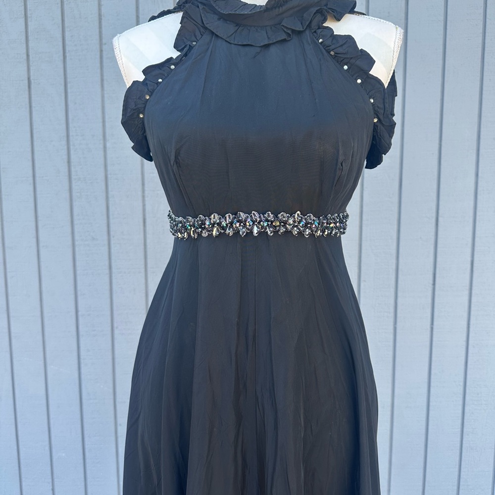 Vintage 70’s Denise L Black Taffeta Formal Gown - Picture 4 of 16
